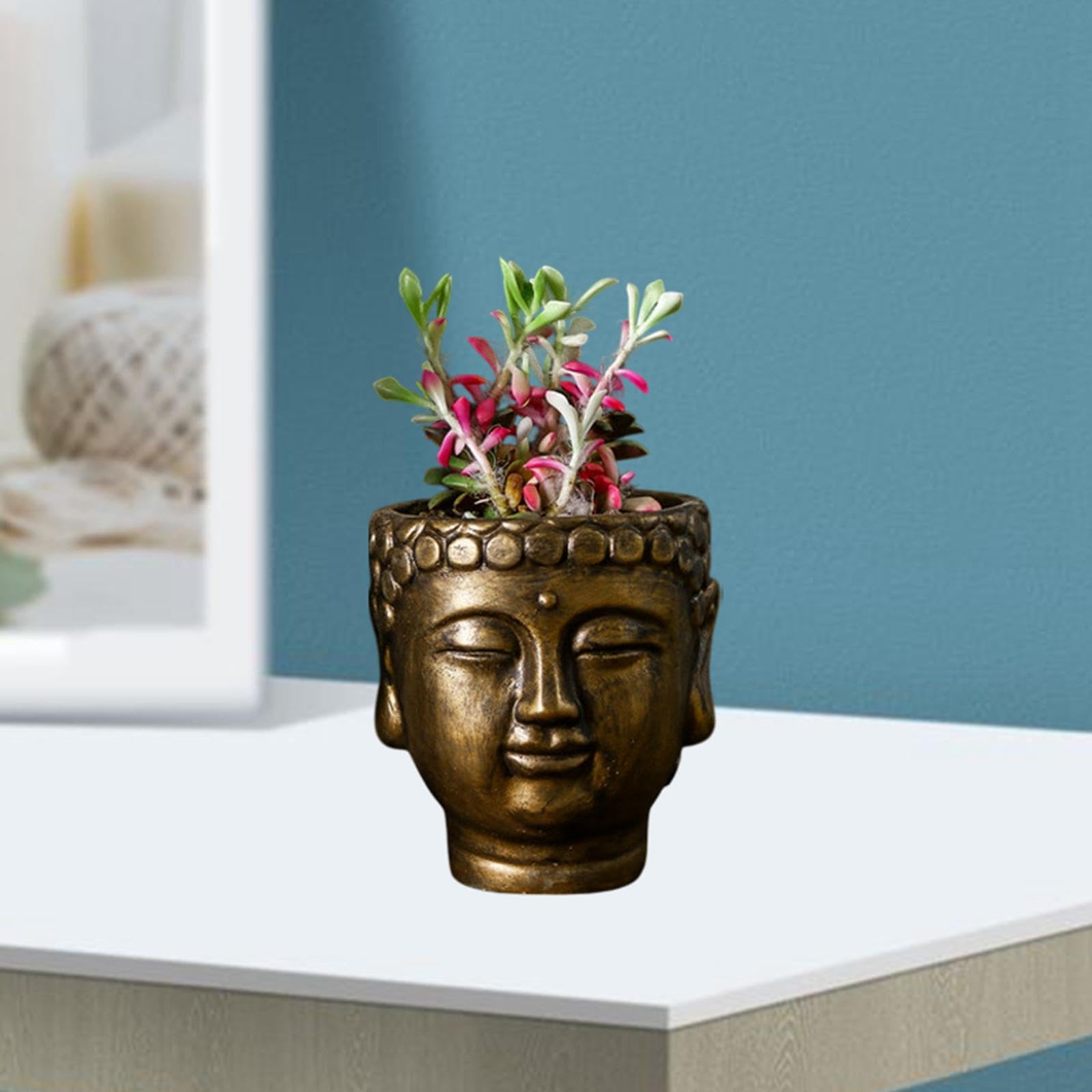 Amazon.co.jp: ZGUZMCMK 仏像花瓶芸術的デザインプランター排水機能